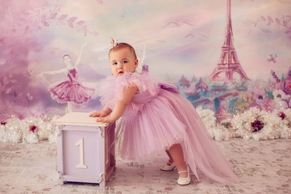 Vestido bebé rosa tutú alas pompón – primer cumpleaños smash cake by Mohini Bebé  