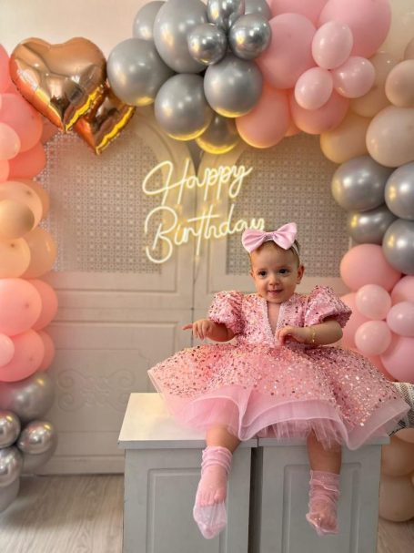 Vestido niña rosa brillos tutú princesa – cumpleaños by Mohini Bebé  